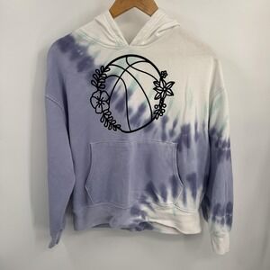 Wildfox Hoodie Pullover Womens S Purple Tie Dye Basketball Floral Graphic Casual